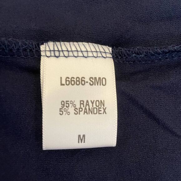 Loveappella Mini Dress Women M Navy Tie Keyhole Jersey Stretch Vacay Neutral NEW - Picture 8 of 10